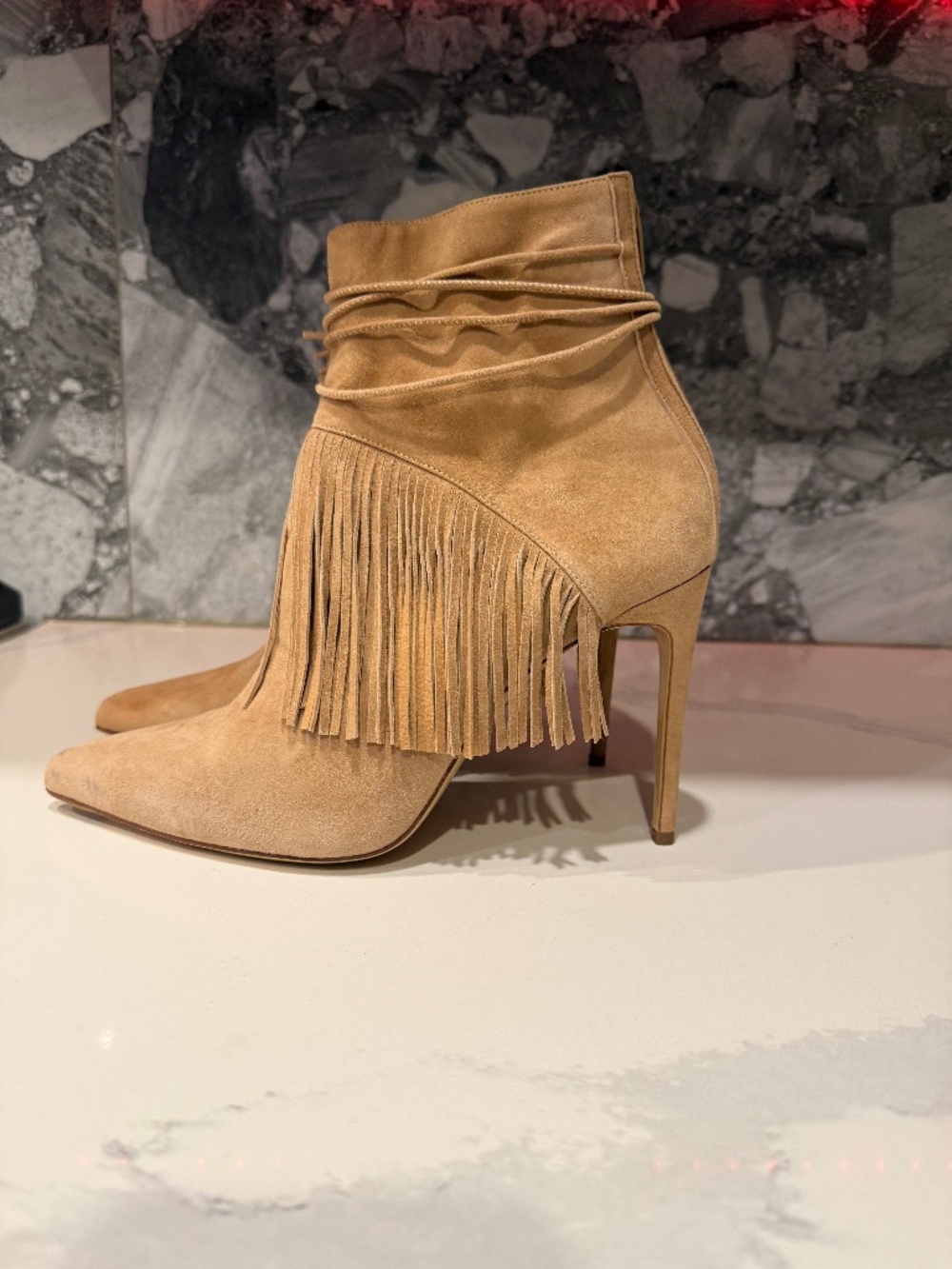 Bionda Castana suede ankle boots with fringe